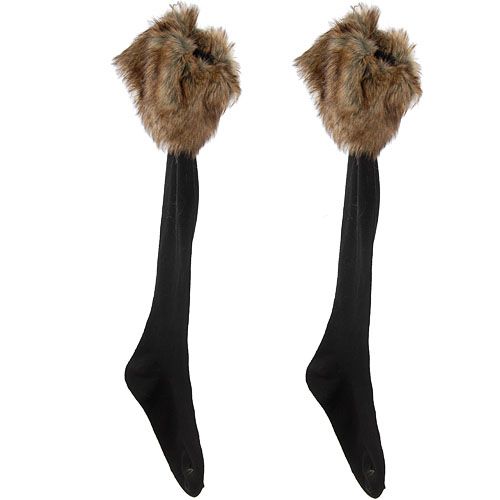 Elastic black Socks with brown Faux Fur Cover fit Boots  