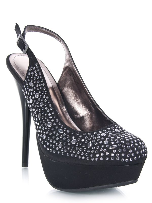 BAMBOO Women Studded Slingback Platform High Heel Stiletto Pump Black 