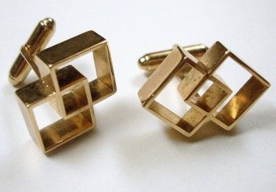 Vintage Gold Tone Sarah Coventry Geometric Cufflinks  