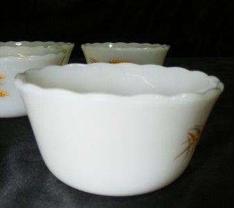   Vintage Anchor Hocking Fire King Golden Wheat Pattern Custard Cups