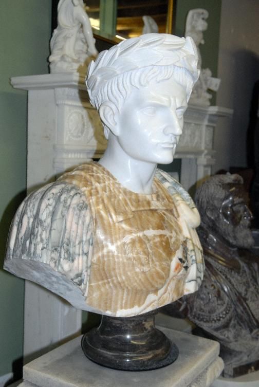 Hand Carved Classical Roman Marble Bust Statue  