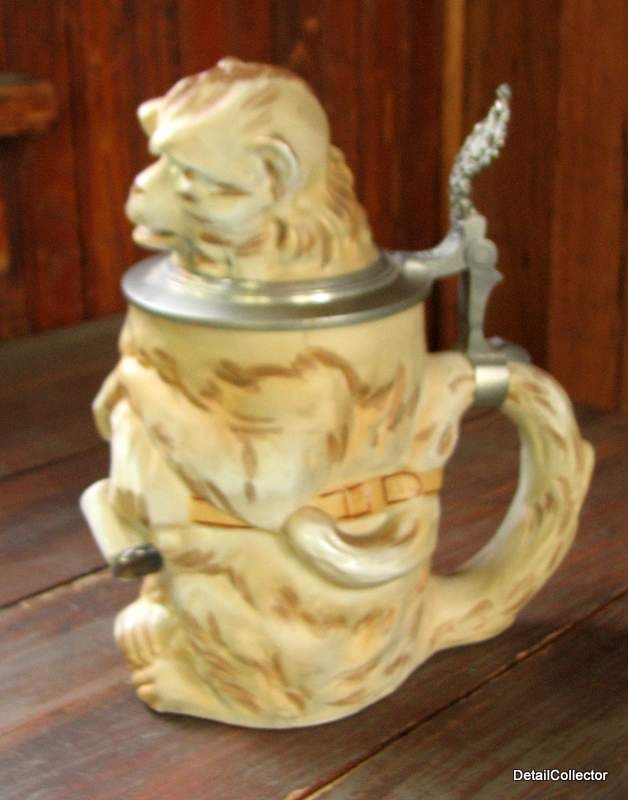 Antique RPM DRUNKEN MONKEY Beer Stein Porcelain Figural Mug Drunk 