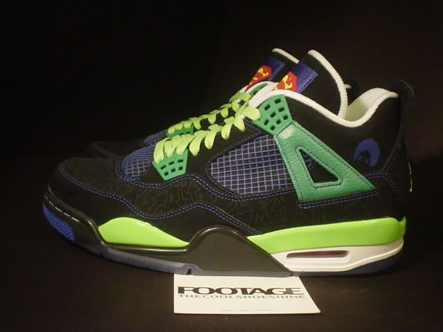 2011 Nike Air Jordan IV 4 Retro BLACK ROYAL BLUE ELECTRIC GREEN 