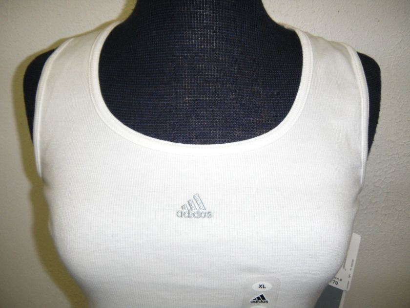 NWT ADIDAS Womens Slim Fit Rib Tank Top WHITE Sz XL  