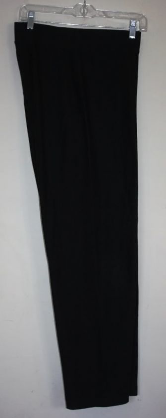 Eileen Fisher Wide Waistband Black Straight Leg Viscose/Nylon/Spandex 