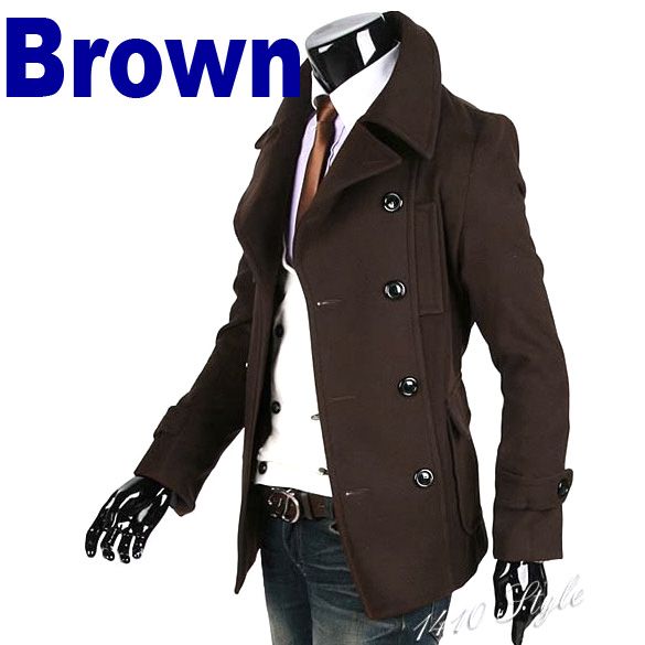 2011 Men Winter Fashion Slim Fit Trench Coat Jacket Woolen Cloth 4 