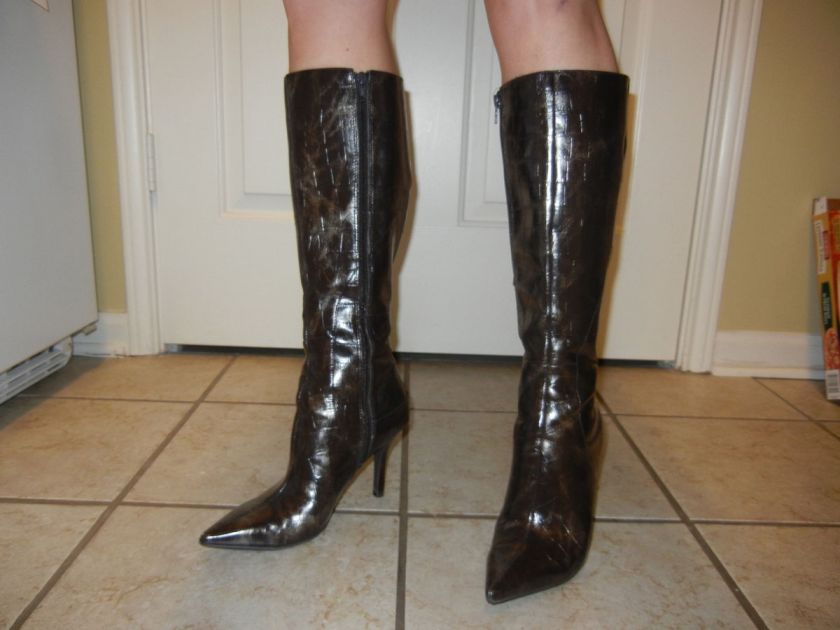 NEW Nine West Snake Skin Pattern Knee High Boots  