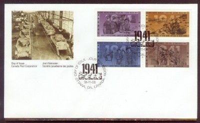 CANADA #1348a BLOCK FDC WWII   1941 8/11/1991  