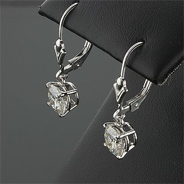 76 CT 14KW MOISSANITE CUSHION LEVER DANGLE EARRINGS  