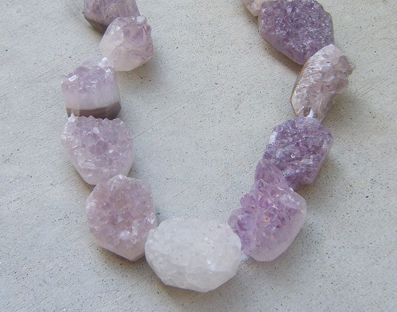 DRUSY BIG PURPLE LAVENDER AMETHYST MULTI PENDANT NECKLACE DRUZY 