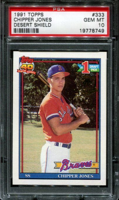 1991 TOPPS DESERT SHIELD #333 CHIPPER JONES RC PSA 10 B1086317  