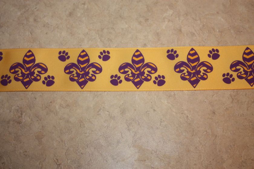 fleur de lis LSU tigers Ribbon  