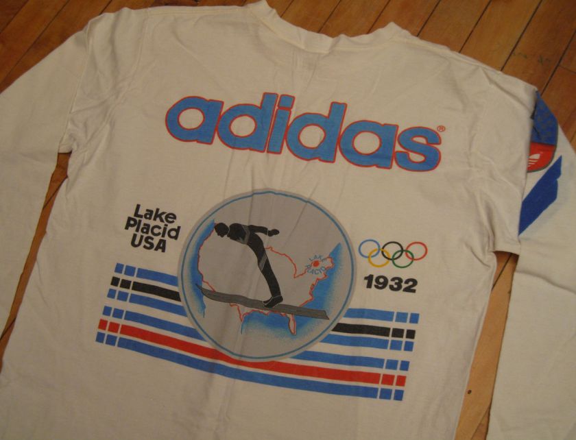 VTG 80S ADIDAS Lake Placid Usa LONG SLEEVE T SHIRT Sz XL helsinski 