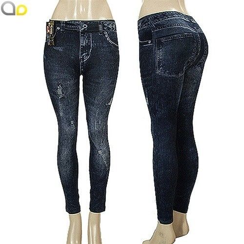 JEGGINGS denim look JEAN LEGGINGS pants NEW dark S / M  