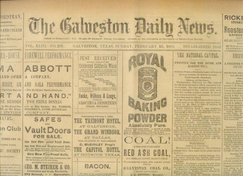 the galveston daily news galveston texas february 15 1885