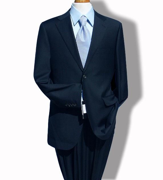   Valentino Solid Navy Blue 2B Mens Designer Dress Business Suit  
