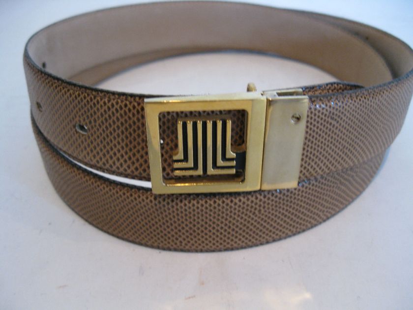   LANVIN PARIS MULTIBROWN SERPENT BELT /BRASS BUCKLE SIZE 38/95  