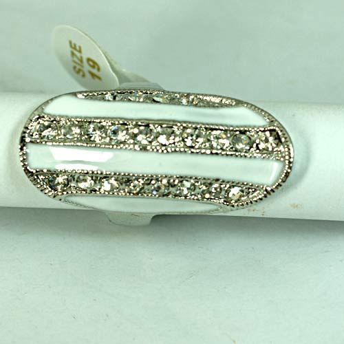   Vogue White Oval Curl Gemstone CZ Inlay Finger Ring Jewelry  