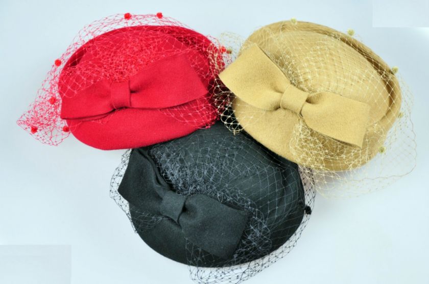   100% Wool Elegant Lady Women Dress Formal Church Hat Fedora Cap Black