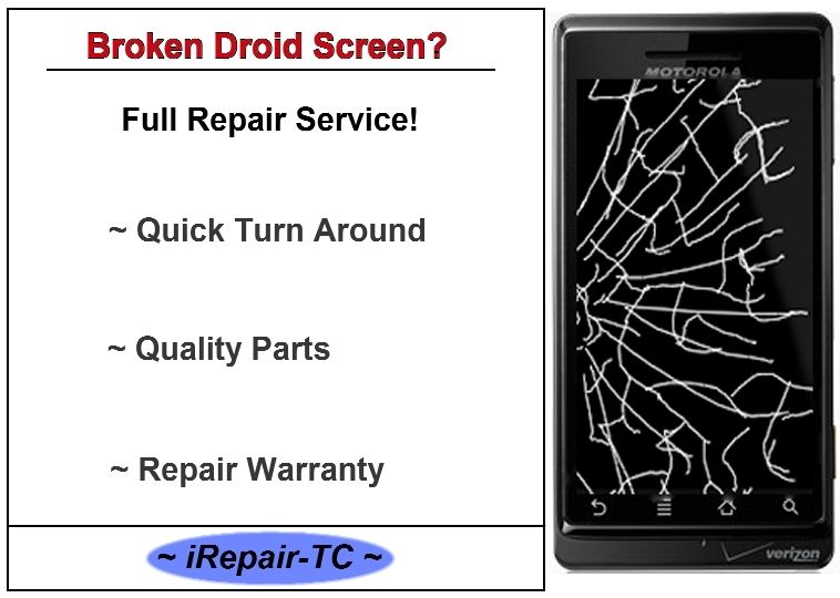 Motorola Droid 2 Broken Glass Screen Repair Service  