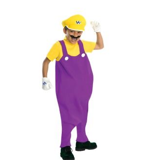 Super Mario Bros Deluxe Wario Costume Child Large *New*  
