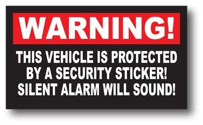 Warning Sticker Decal Security Silent Alarm Sound Car  