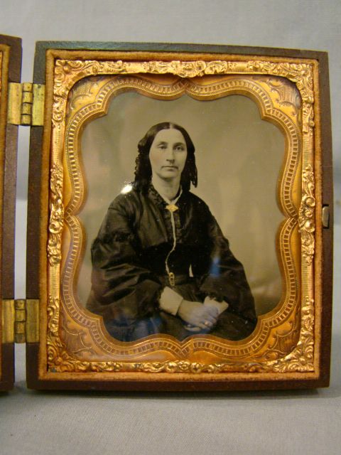 19thC Antique VICTORIAN 6th PLATE Double TINTYPE Old SAMUEL PECK & Co 