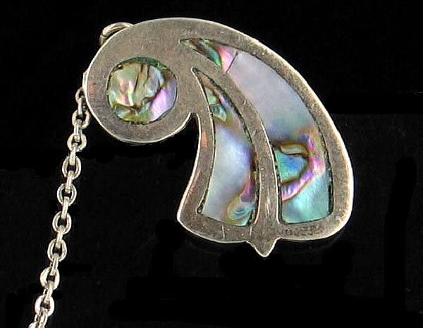 VINTAGE TAXCO MEXICO IL STERLING ABALONE SWEATER CLIPS  