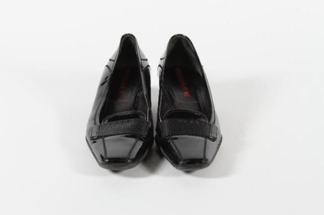 Prada Black Patent Kitten Heel Loafer Wear To Work Everyday Size 36/6 