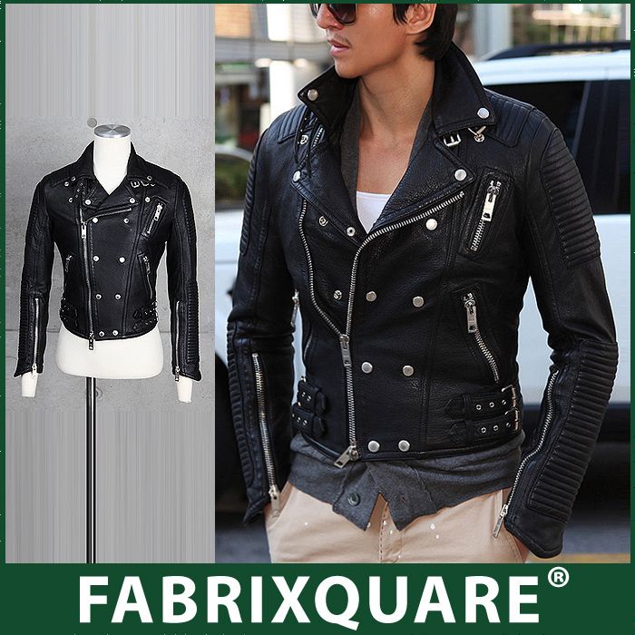 FX Mens Real Replica Goat Skin Biker Jacket XS S M L XL homme Dandy 