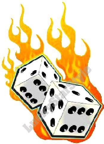 Decals Art Set of 20   Flaming Dice With Flames  