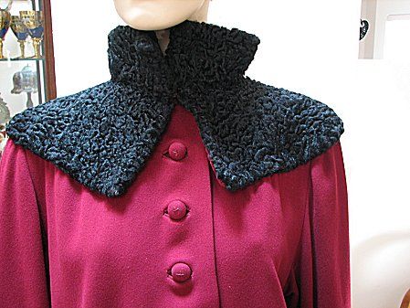 VINTAGE 1940s RASPBERRY COAT *Lambswool Collar & Cuffs*  