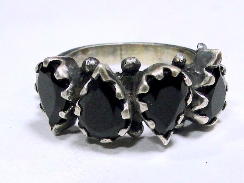 vintage antique sterling silver hematite ring jewelry  