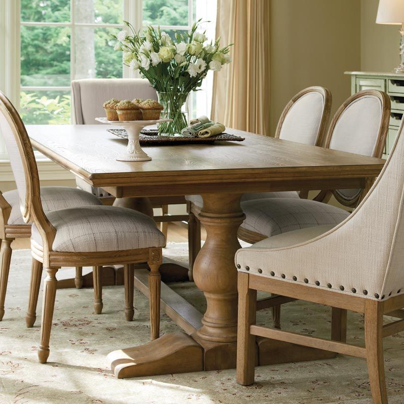 Warm Brown Pedestal Dining Table  