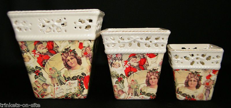 FORMALITIES Nesting Flower Pots Victorian Christmas  