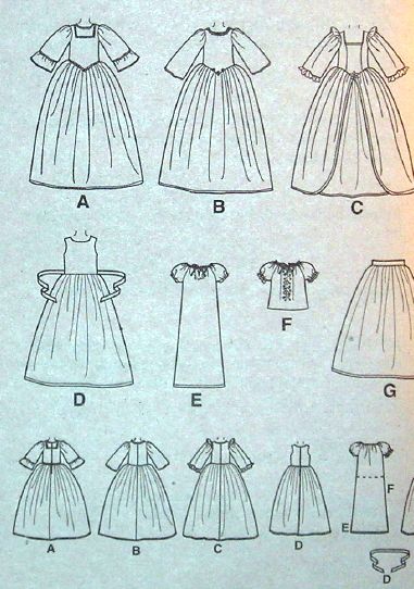 18 American Girl Doll Clothes SEW PATTERN Historic Period Costume 