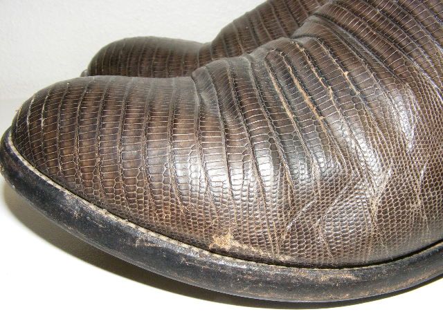   Cowboy Western Short Boots Snake Brown Leather Mens 9.5 WOW  