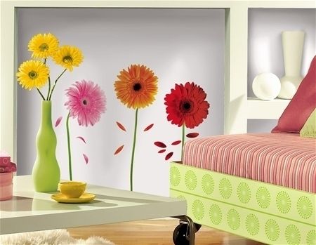   DAISIES wall stickers 8 big flower decals daisy room decor  