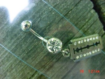 BELLY BUTTON RING 14G 14 G SKULL RAZOR JESUS JEWEL MORE  