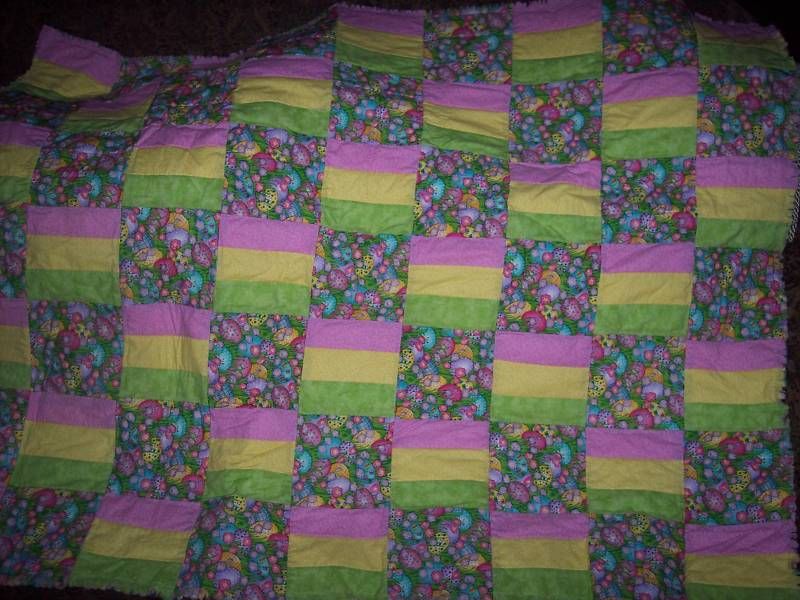 Handmade EASTER EGG RAG BABY QUILT THROW OR FOR TABLE  