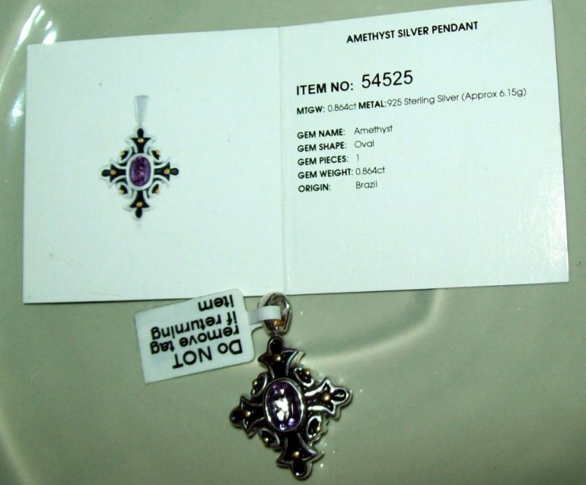 Amethyst Silver Pendant Gem TV NWT Item# 54525 Beauty  