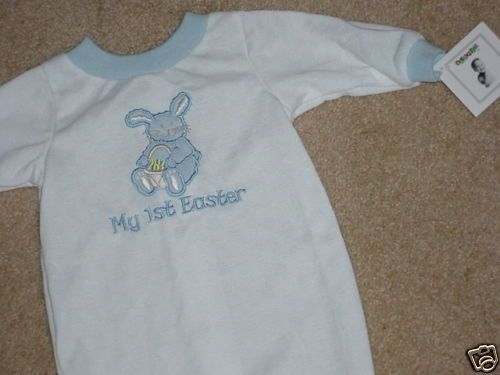 ALEXIS Blue White Sleeper MY 1ST EASTER NB 6 10 lbs NWT  