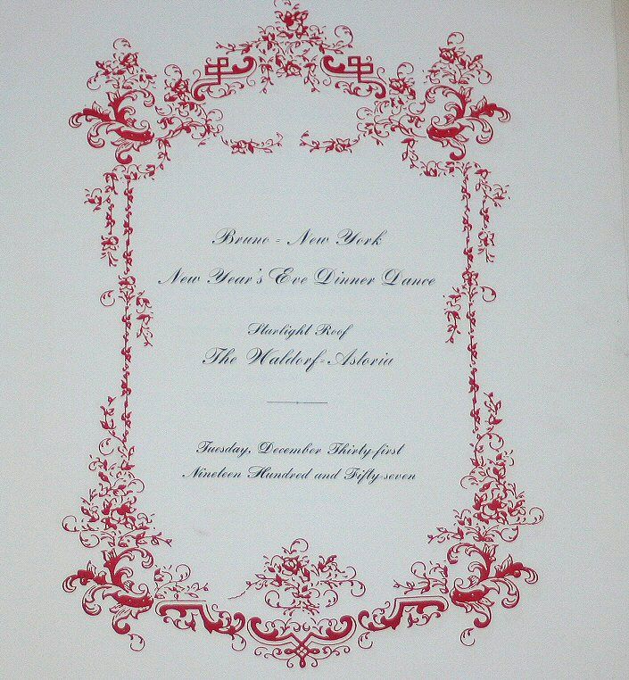 1957 Waldorf Astoria Menu. Maxims Paris. Pearl Bailey  