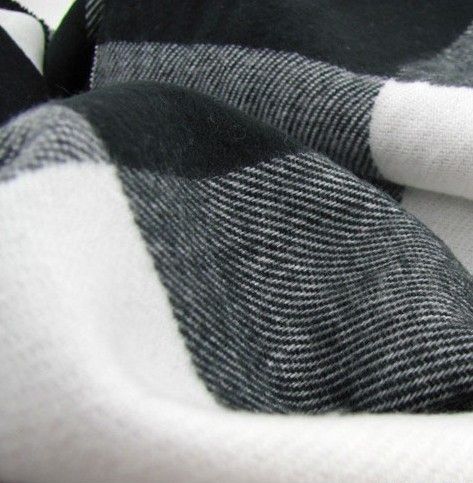 Mens Winter Black+Gray+White Checks Long Scarf  