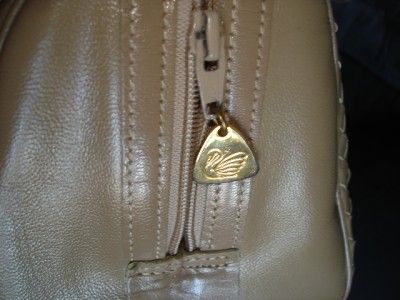 SWAN LORD & TAYLOR WOVEN TAUPE LEATHER SATCHEL BAG  