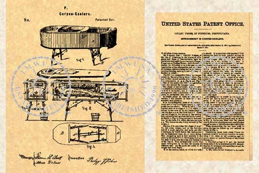 Corpse Cooler COFFIN/CASKET FUNERAL US Patent #333  