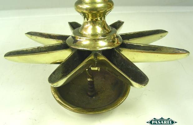 German Brass Hang Shabbat Hanukkah Lamp Judenstern 1880  