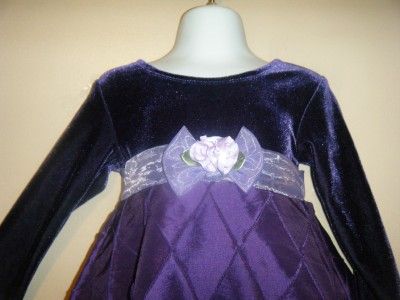 GIRLS 24 M DRESS PAGEANT HOLIDAY BOUTIQUE CHRISTMAS purple velour NEW 