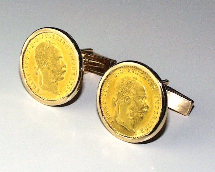 FRANC.IOS.I.D.G.AVESTRIAE.IMPERATOR COIN GOLD CUFFLINKS  