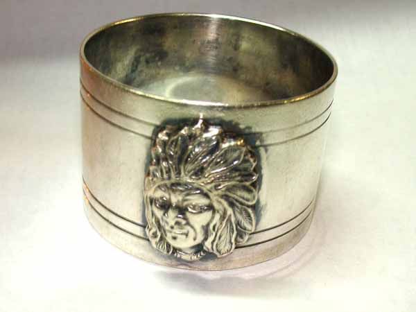 Unusual Argentine Indian Chief silverplated Napkin ring  